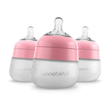 Nanobébé US Pink / 3-Pack / 5 oz. Flexy Silicone Baby Bottle - 5oz & 9oz